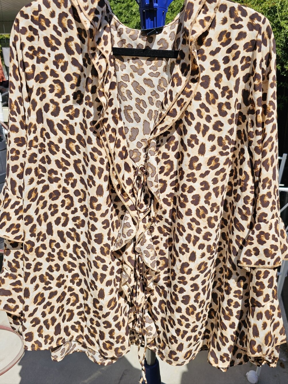 Torrid Leopard Ruffle Tie-Front Blouse - Beige/Brownt